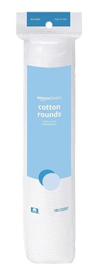 Amazon Basics Hypoallergenic 100% Cotton Rounds, 100 100 Count (Pack of 1) 