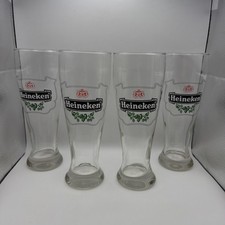 Heineken Full-Size Pilsner Glasses 4 Set Vintage With Classic Coat Of Arms Logo