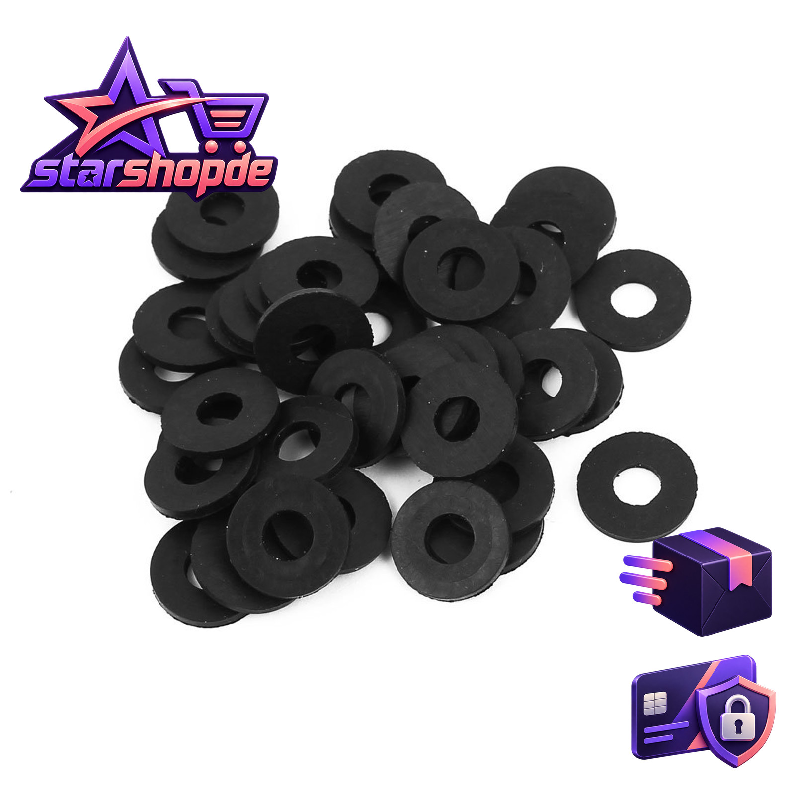 sourcing map 40 Stück Gummi Unterlegscheiben 12 mm AD 5 mm ID 1 mm Dicke