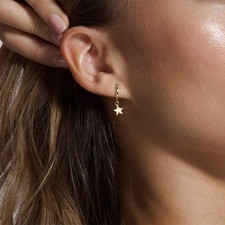 Star Hoop Earrings Tiny Huggie Gold Silver Earrings Minimal Statement Fashion fo