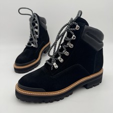 New Marc Fisher Idaran 250 Black Suede Leather Lug Sole Hiker Boot Size 8.5 M