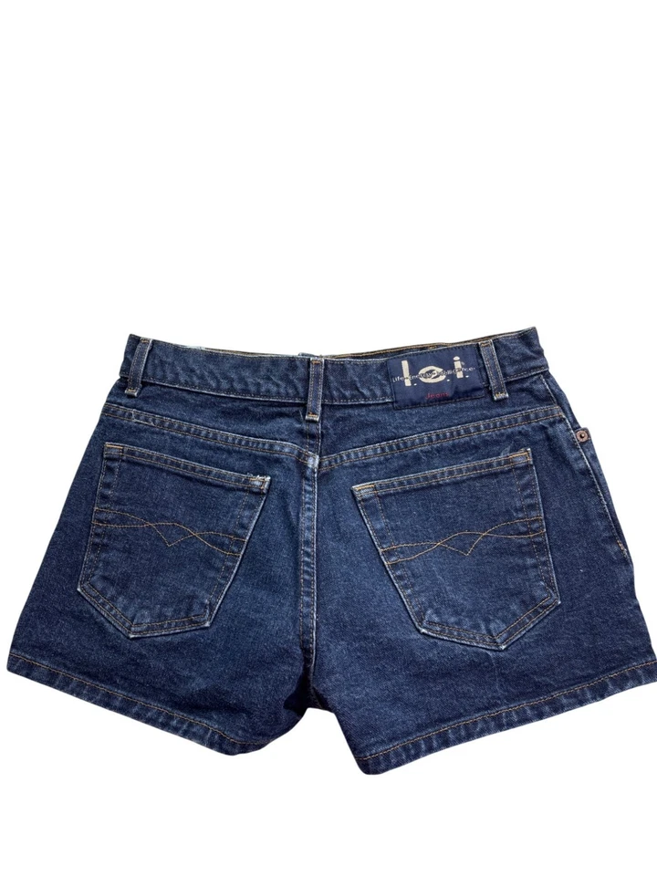 Vintage Y2K L.E.I. Pantalones cortos de mezclilla para mujer talla 11 azul algodón lavado oscuro Foto 4 de 4