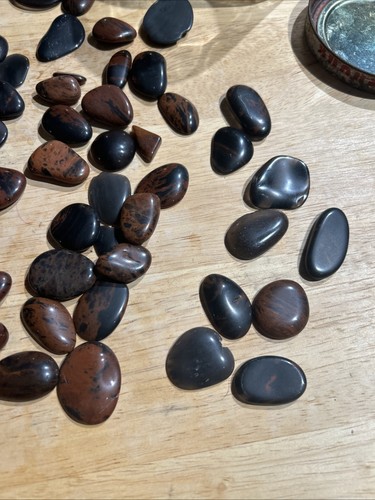 Natural Mahogany Obsidian Tumbled Crystal Black & Mahogany Polished 100+ Stones - Picture 5 of 6