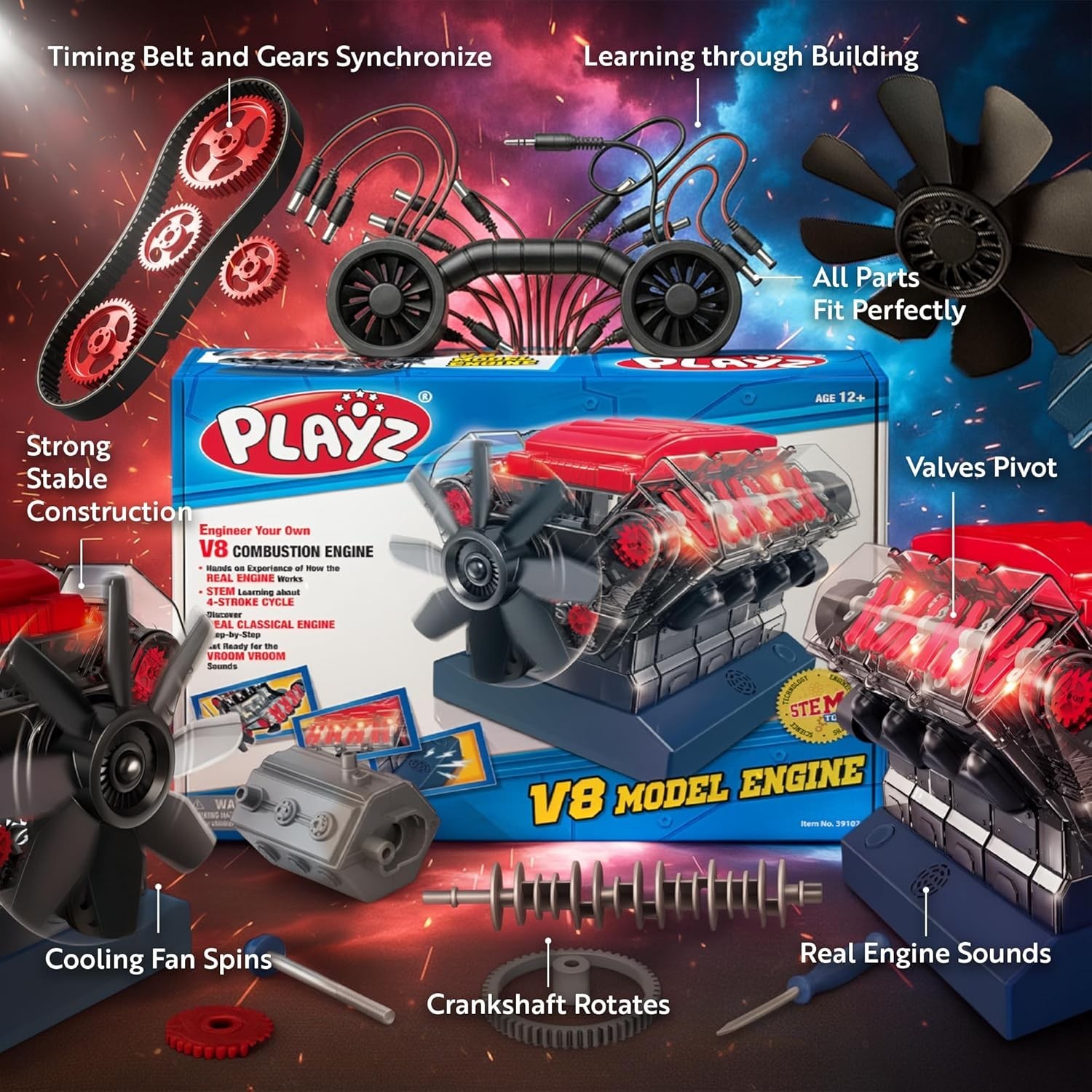 V8 Combustion Engine Model Kit That Runs - Build Your Own STEM Mini V8 Model ...