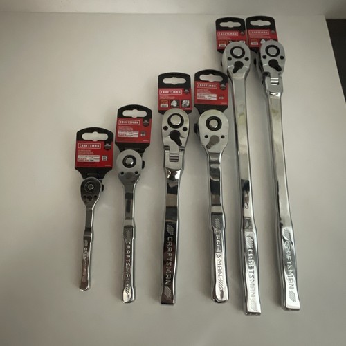 CRAFTSMAN 6pc 1/2 3/8 1/4 Drive Ratchet Set - Long - Standard - Flex head New