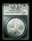 2012 ANACS MS70 ASE 1oz Silver Eagle $1 US First Day Of Issue .999 1Oz Fine 7214