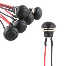 12mm Momentary Push Button Switch 6 PCS DC 12V 3A Black Mini Round Waterproof