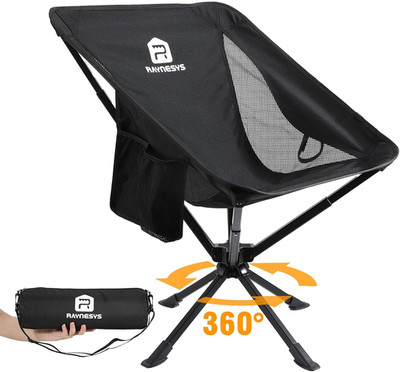 Raynesys 1 Pack Portable Camping Chair, Flexible 360° Rotation, Easy Carry, 8 Se