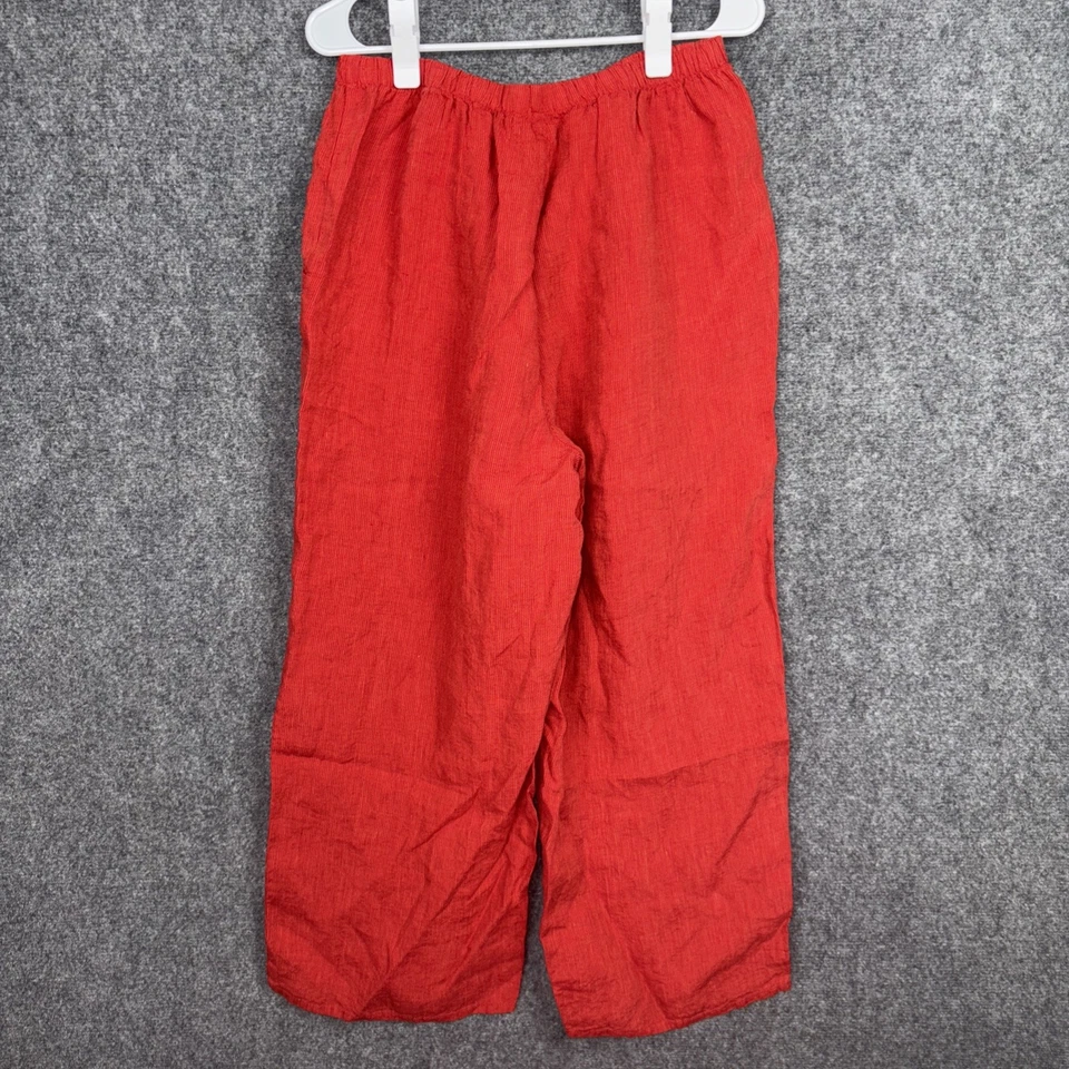 FLAX Floods Pants Womens Size M Red Striped  Linen Artsy Boho - Image 2 of 4