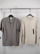 M S Men's 2pcs Bundle Shirts Size XL Cream Oversized Sweatshirt Brown Knit New