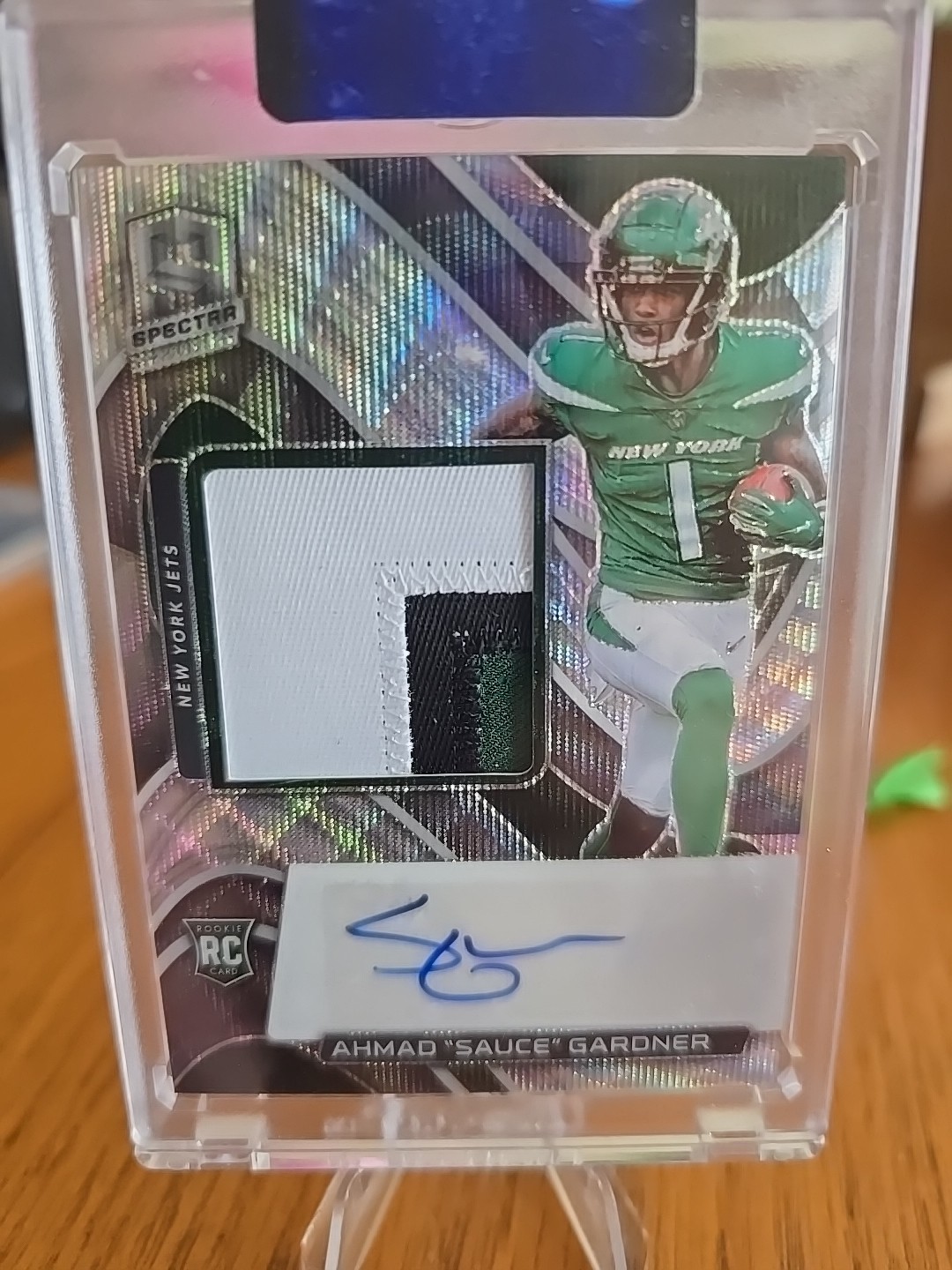 2022 Spectra Ahmad Sauce Gardner Rookie Auto Wave 3 Color Patch Auto 15/25 RC AU