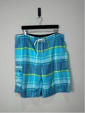 Men's O'Neill Blue Plaid Board Shorts Size 38