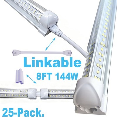 T8 LED Tube Light Bulbs 144W 8FT Integrated LED Shop Light Fixture Garage 25Pack