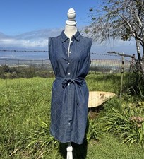 Tommy Hilfiger preppy chambray sleeveless shirt dress blue Size 4