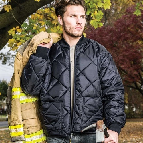NEW Embroidered GAME Apparel Men's 1221-J The Bravest Diamond Quilt Jacket Navy image 6