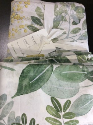 Pottery Barn F/Q Organic Botanical Garden Duvet & 2 Euro Shams Full/Queen