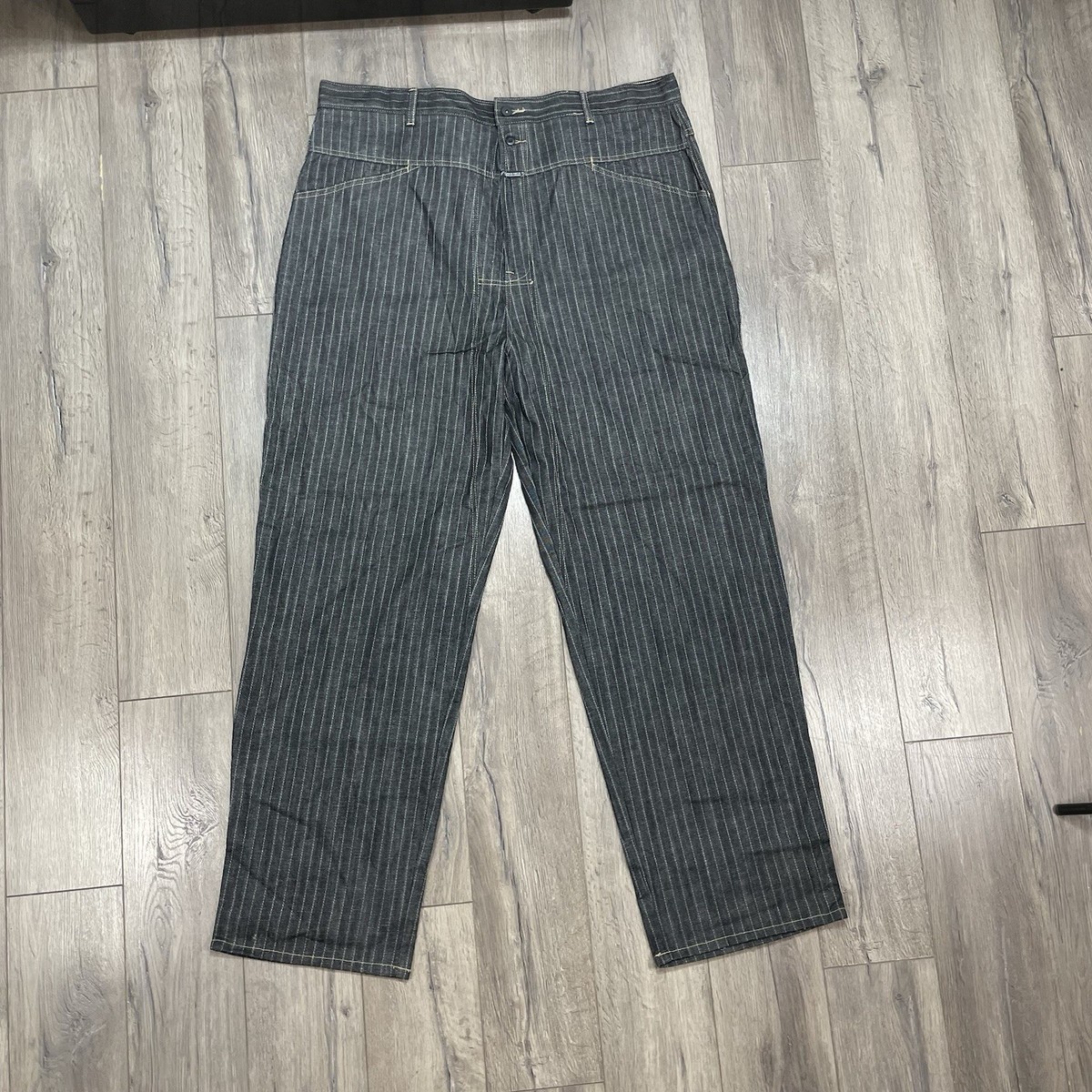 Y2K Marithe Francois Girbaud Men's Sz 44x34 Striped Jeans Hip Hop