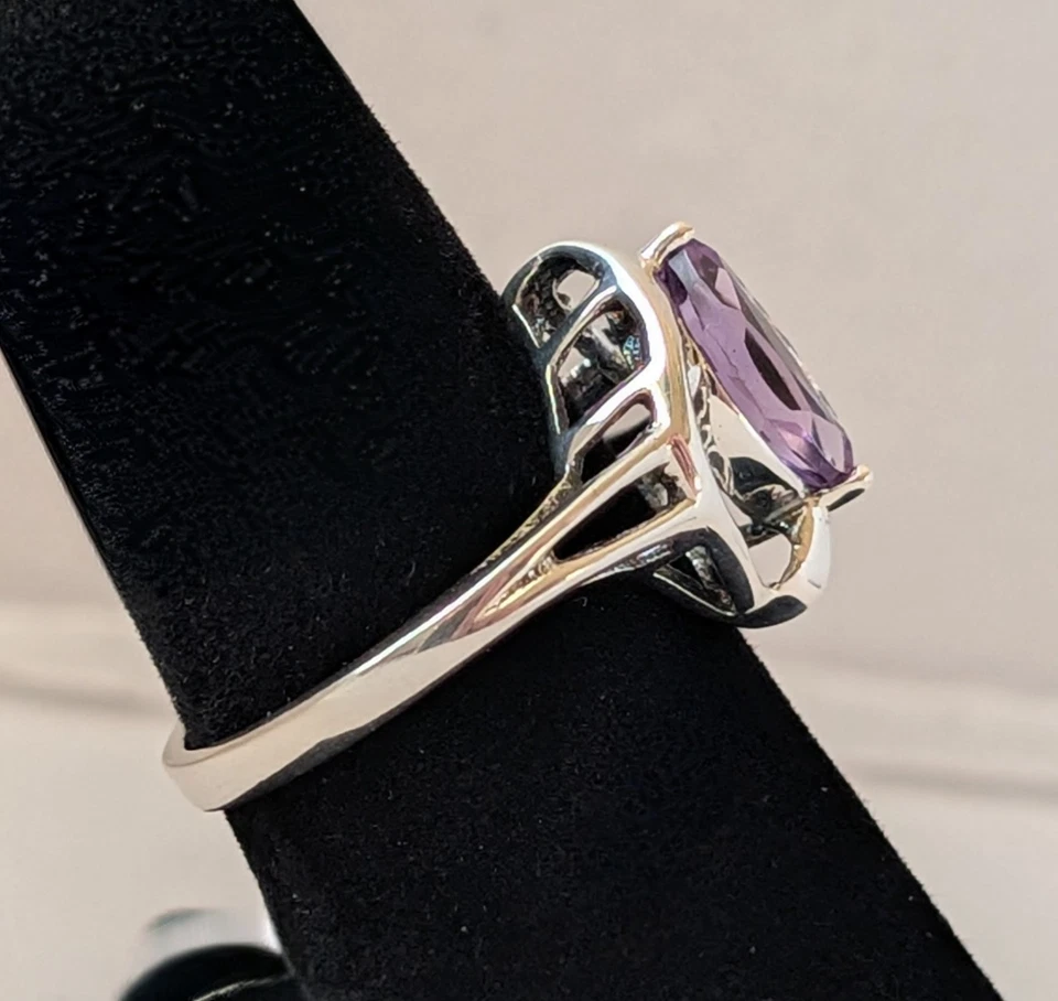 Anillo Amatista Vintage Avon Plata Esterlina Talla 7 Excelente Estado 3.34g Foto 4 de 4