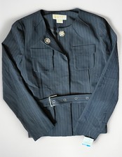 NEW Michael Kors Dark Navy Blue Blazer Jacket Belted women SZ 2P