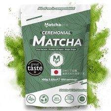 Matchaeco Japanese Ceremonial Matcha Green Tea Powder Pouch | Compostable Pouche