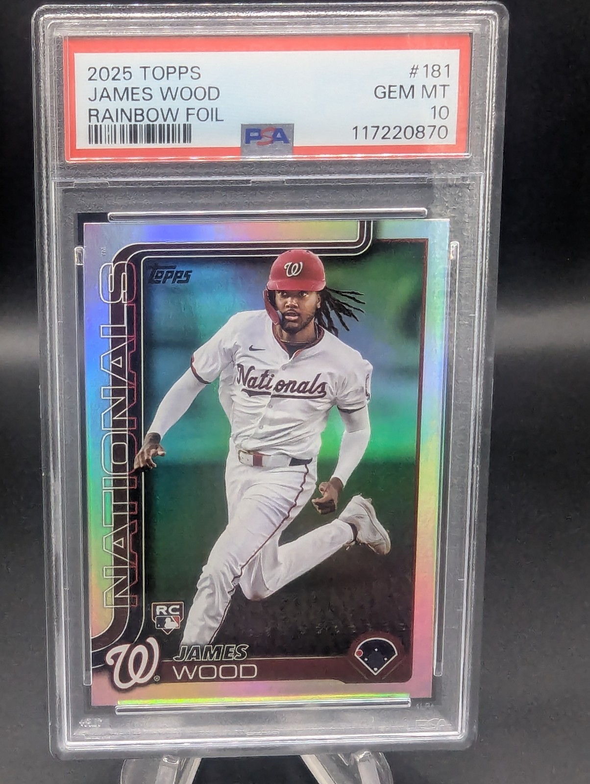 2025 Topps Rookie #181 James Wood Rainbow Foil PSA 10 RC