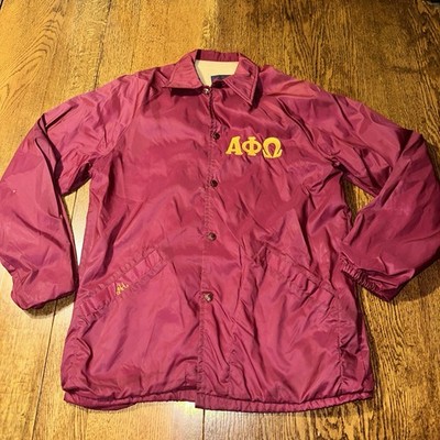 Vtg 70s Fraternity Windbreaker Jacket Alpha Phi Omega Embroidered Chain Stitch S