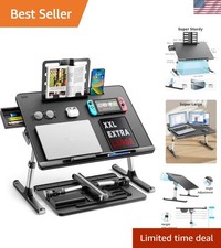 Multifunctional Laptop Bed Desk with Storage Drawer, Adjustable Height  Angle
