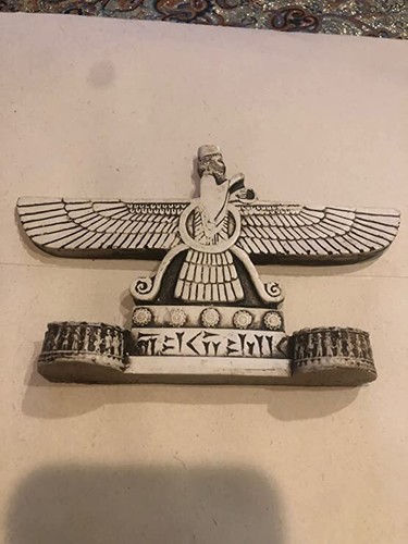 Nueva Estatua 5” x 3” Marfil Hecha a Mano Ahura Mazda Farvahar Zartosht Bonita Decorativa - Imagen 2 de 5