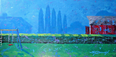 STEVEN GRAFF PAINTING ''Yards'' 20x40x1.5 inches acrylic stretched gallery-wrap