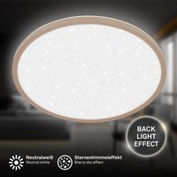 Led Panel Deckenlampe 37,5Cm Flach Sternenhimmel Indirektes Licht 3600Lm Beige
