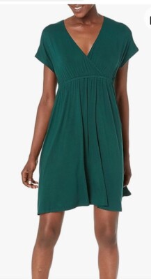 Amazon Essentials M Jade Green Surplice Dress Short Sleeve Waisted VNeck Mini | eBay Amazon Essentials M Jade Green Surplice Dress Short Sleeve Waisted VNeck Mini | eBay