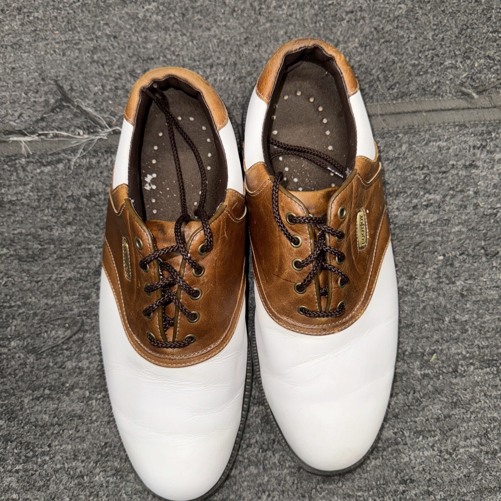 Foot Joy SUPER LITES Men Size 9.5M 58049 White Brown Saddle Golf Shoes