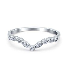 Curved Marquise Half Eternity Band Ring CZ 925 Sterling Silver