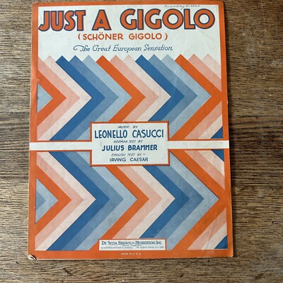 1930 JUST A GIGOLO CASUCCI & BRAMMER VINTAGE SHEET MUSIC