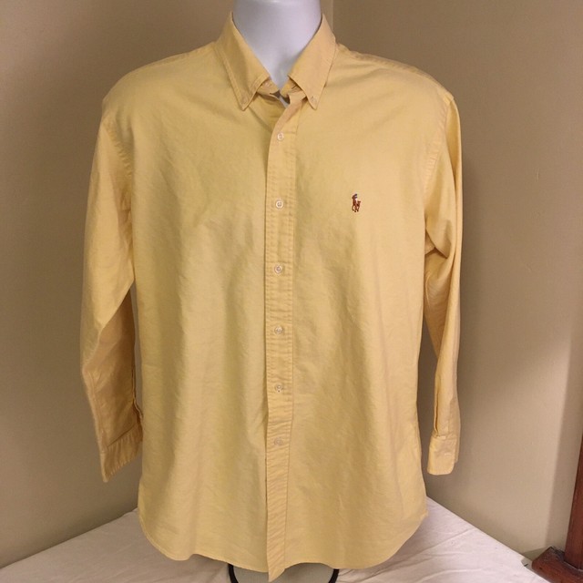 Ralph Lauren Mens Yarmouth Shirt Yellow Oxford 100 Cotton 15.5 32 Free