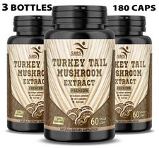 Turkey Tail Mushroom 50% Poly Extract Powder 180 Veggie Capsules Organic Non GMO