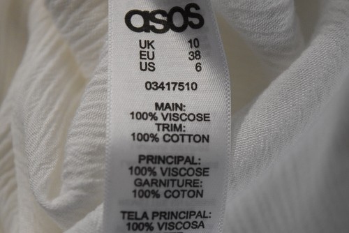 Asos Dress Size 6 White Tunic Knee Length 3/4 Sleeve Open Shoulder Casual - 第 5/5 張圖片
