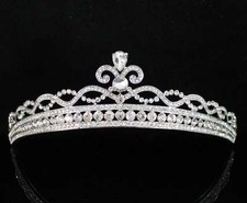 PRINCESS CLEAR AUSTRIAN RHIESTONE CRYSTAL HAIR TIARA CROWN BRIDAL PARTY T1763