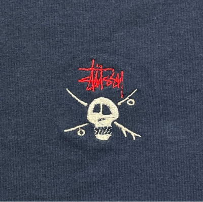 90s Stussy Digital Skull L/S Tee XL USA製 90's Stussy Embroidered Skull T Shirt Size Small Made in USA Blue