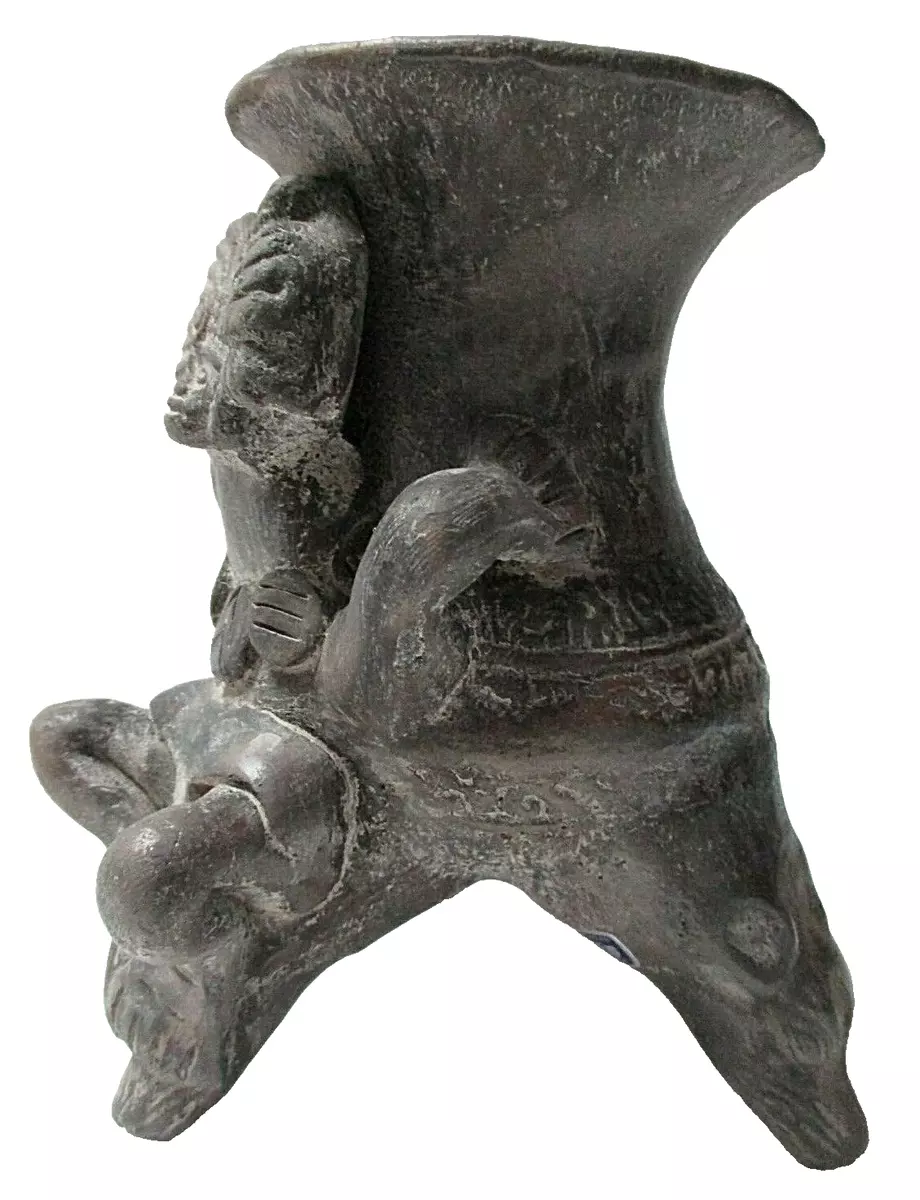 Mexican Clay Pottery Vase Pre Columbian Style Aztec Shaman Nagual 7" | eBay