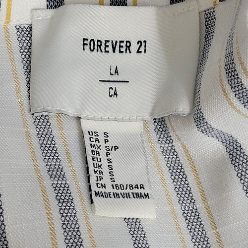 Forever 21 Blue And Gold Striped Soft Blazer No Fabric Tag W/ Tiny Stain Size Sm - Picture 6 of 7