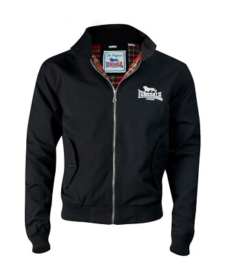 Lonsdale London Harrington Classic Bomber Jacket Black, Slim Fit, Stand Collar