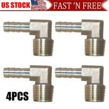 4PCS 3/8 HOSE BARB ELBOW X 3/8 MALE NPT Brass Pipe Fitting Gas Fuel Water USA 