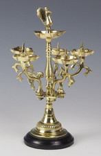 Antique Brass Candelabra Oil and Wick Lamp – Signed