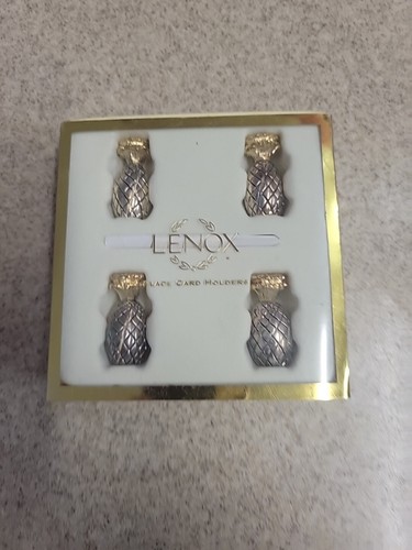Lenox Silverplate Williamsburg PINEAPPLE Place Card Holder(s) NEW NIB NOS