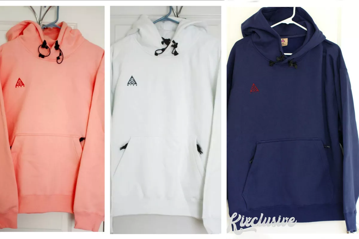 Nike ACG fleece pullover hoodie Bleached Coral Pink White Summit Men