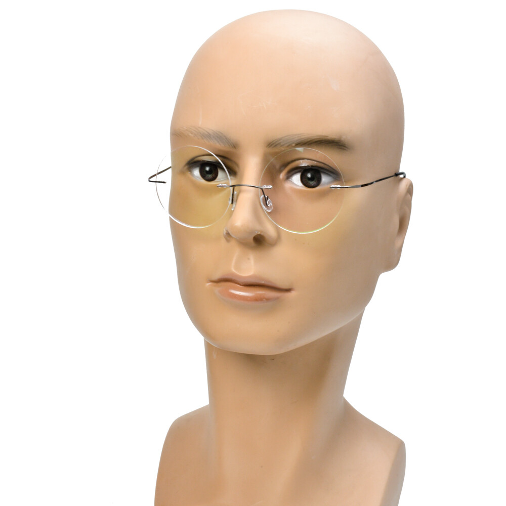 Mens Vintage Rimless Eyeglass Frames Retro Round Titanium Glasses Rx CF302 eBay