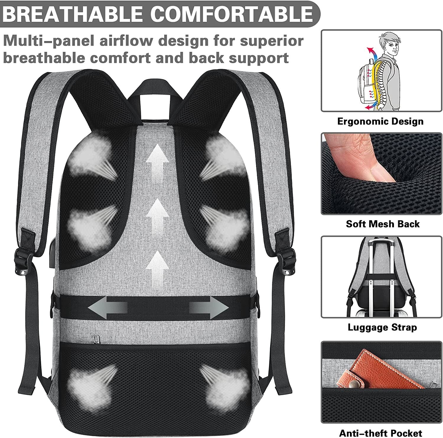 AMBOR CP101 Anti Theft Waterproof Travel Backpack with USB Charging