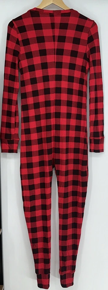 PINK Victoria's Secret Red Pepper Buffalo Check Thermal One Piece Pajama Large - Image 2 of 4