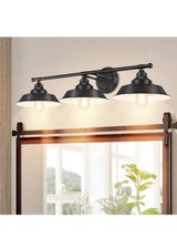 Farmhouse Bathroom Vanity Light Fixtures 3-Light Wall Lighting over Mirror Black